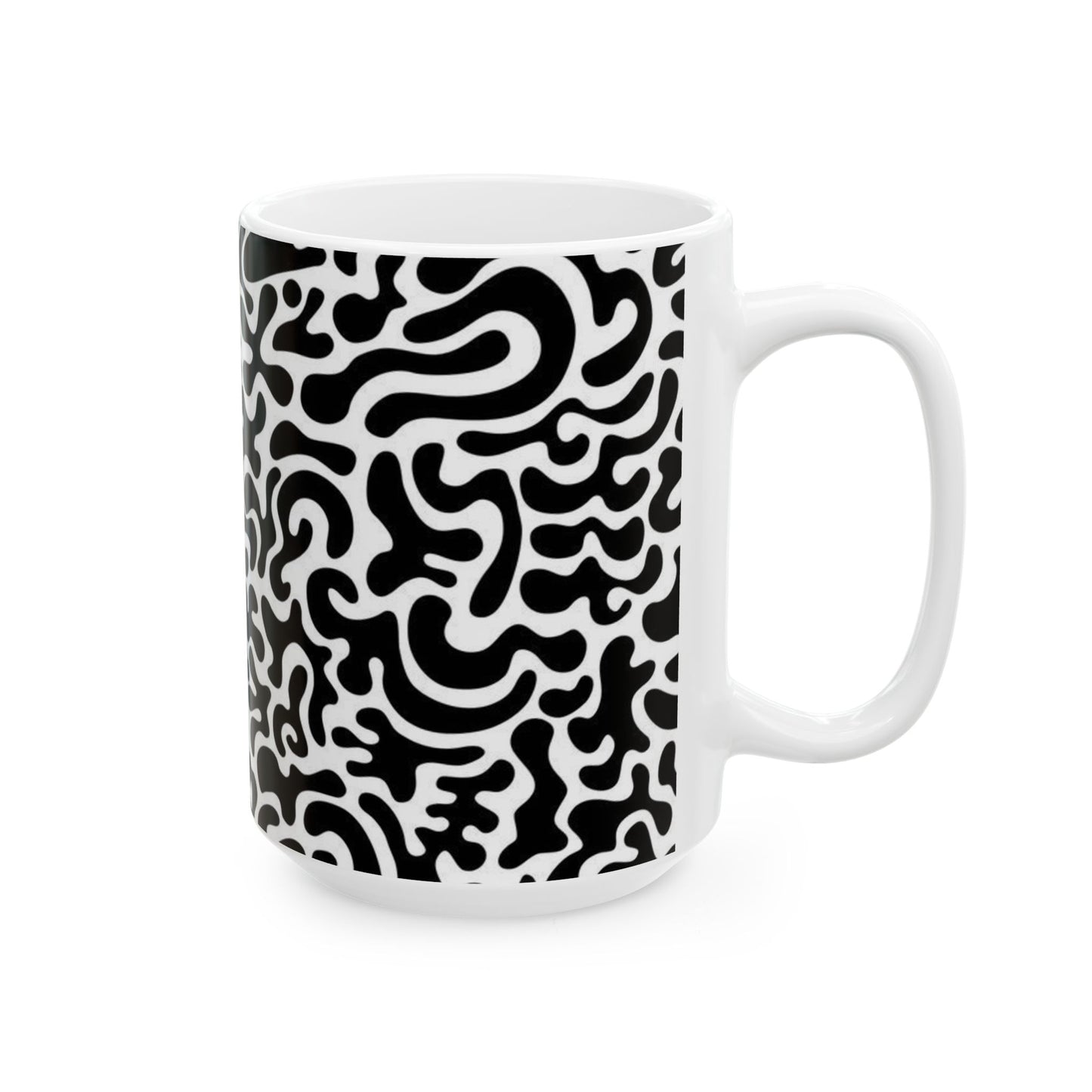 Bold Abstract Ceramic Mug - Unique Coffee Cup, Modern Home Decor, Gift for Art Lovers, Stylish Drinkware, Black and White Design