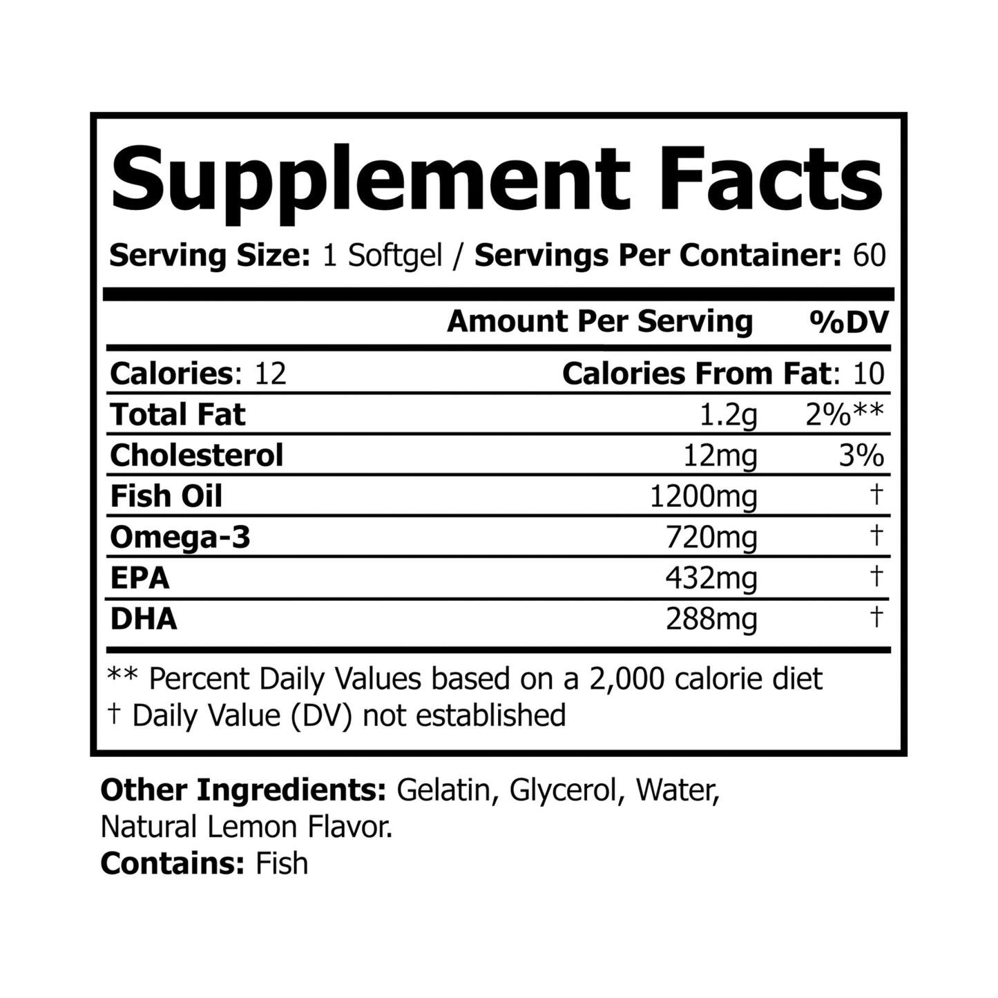 Omega-3 Fish Oil Supplement – 60 Softgels for Heart, Brain & Joint Health