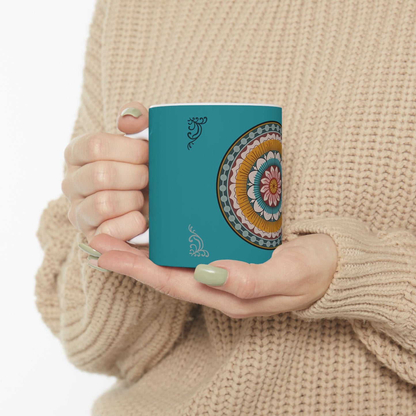 Bohemian Floral Ceramic Mug - Perfect Gift for Tea Lovers, Coffee Enthusiasts, Home Decor, Meditation Rituals, Birthday Present