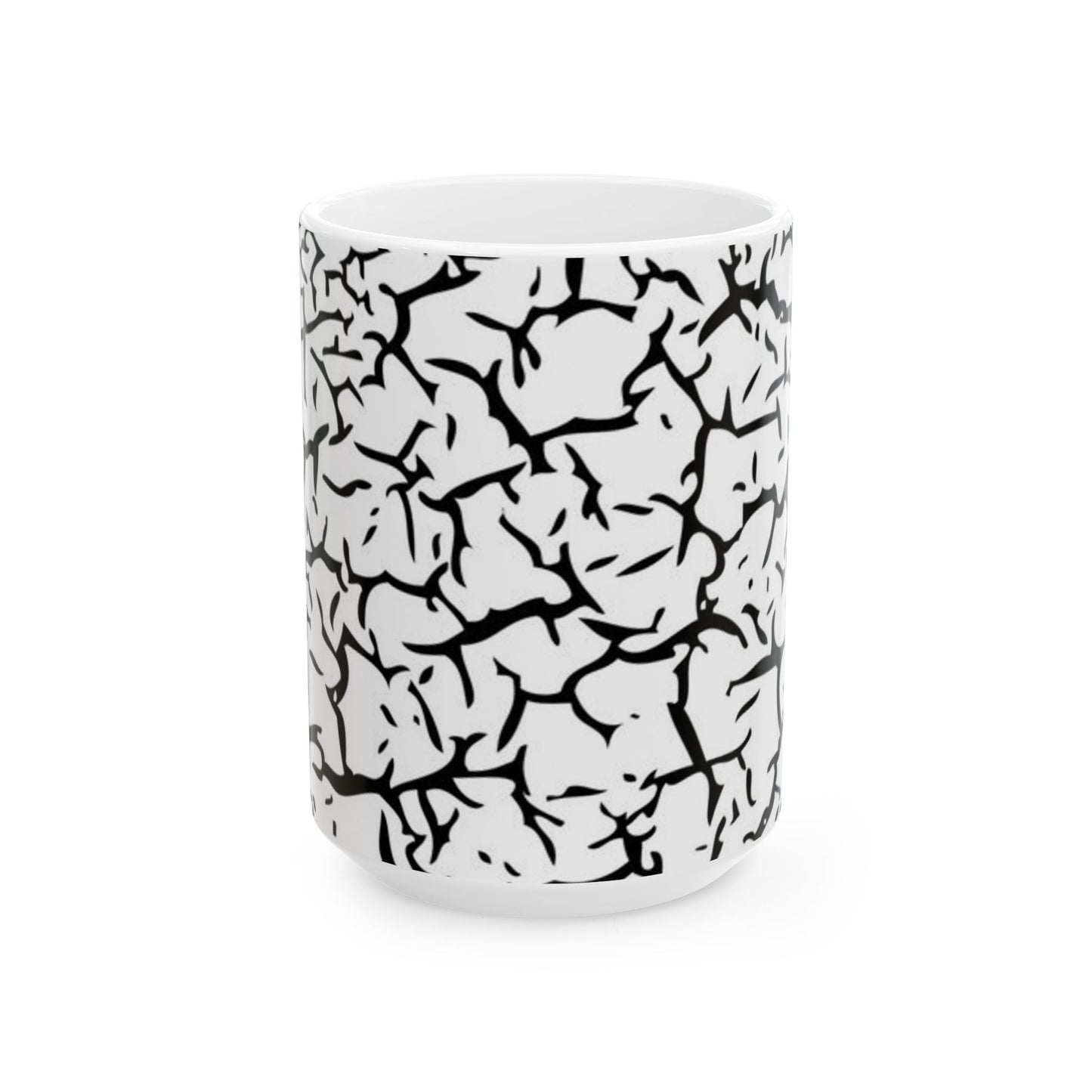 Stylish Black and White Cracked Ceramic Mug - Perfect for Coffee Lovers, Tea, Gifts, Home Decor, Creative Vibes