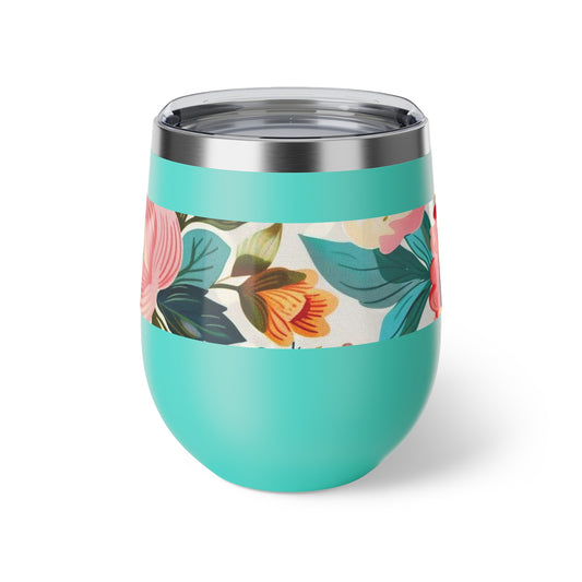 Floral Insulated Stainless Steel Tumbler | Hot & Cold Beverage Travel Cup | Stylish Eco Drinkware with Botanical Design