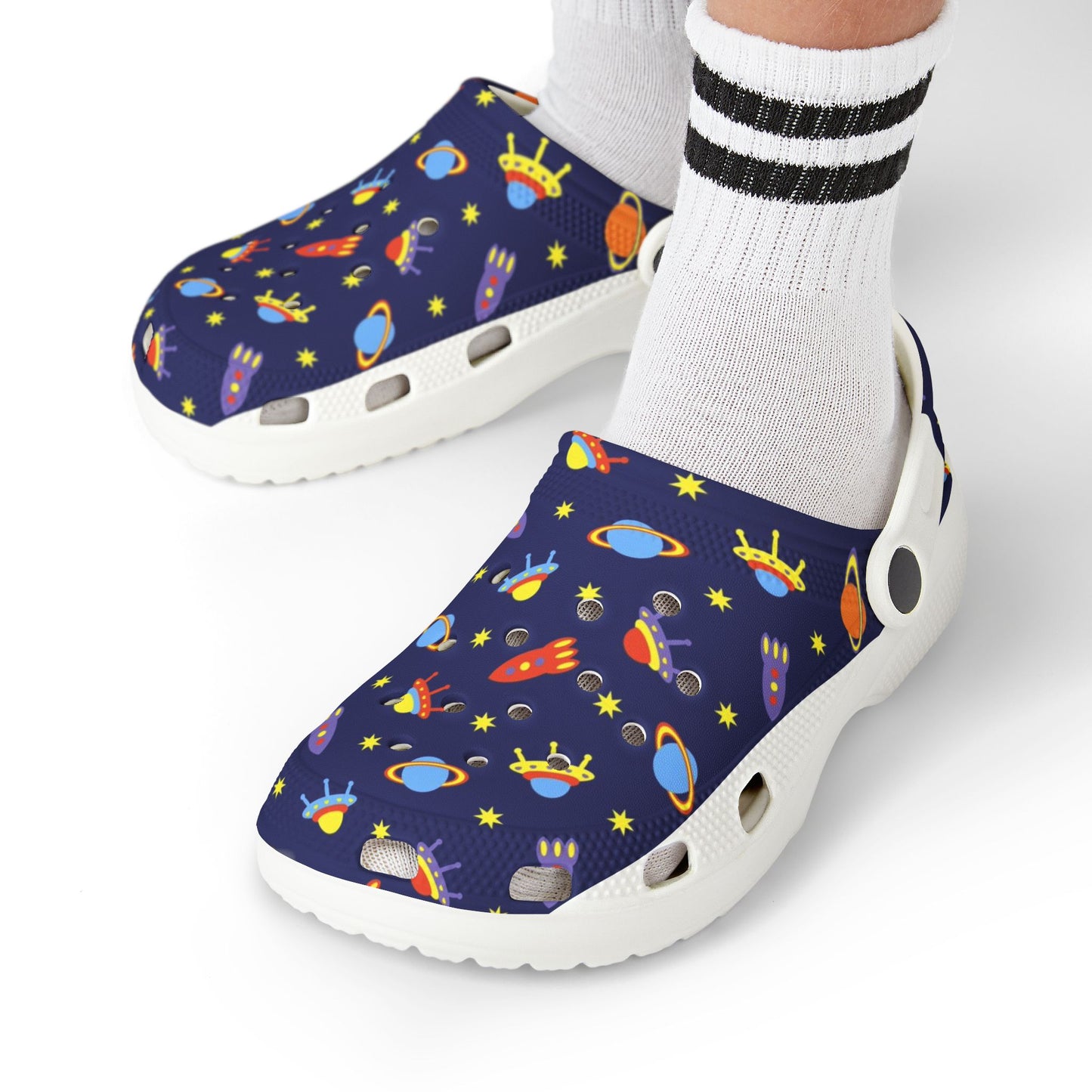 Kid's Space-Themed EVA Foam Clogs, Fun Slip-On Shoes for Kids, Playtime Footwear, Birthday Gift, Summer Sandals, Adventure Clogs - Space