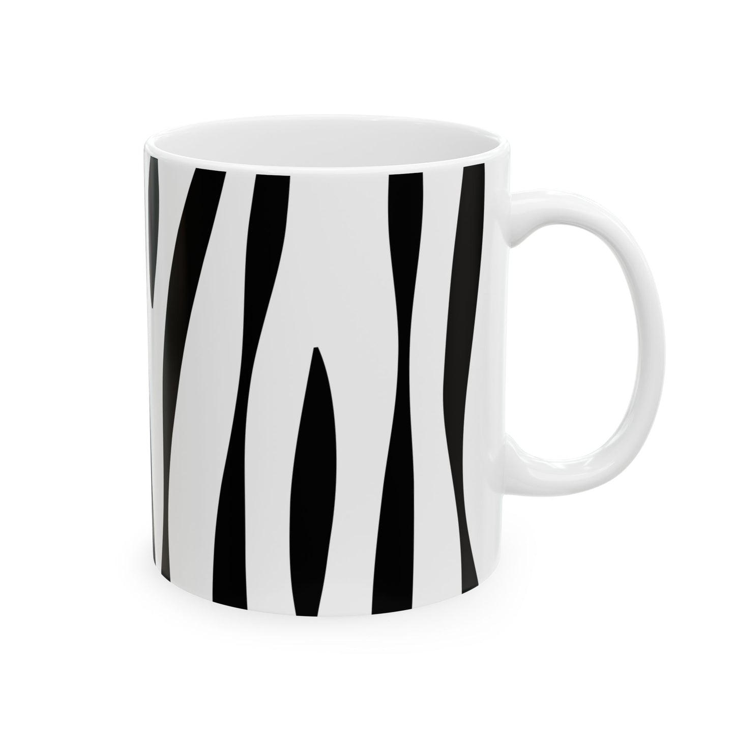 Stylish Zebra Print Ceramic Mug, Black and White Coffee Cup, Gift for Animal Lovers, Office Decor, Birthday Present, Home Essentials