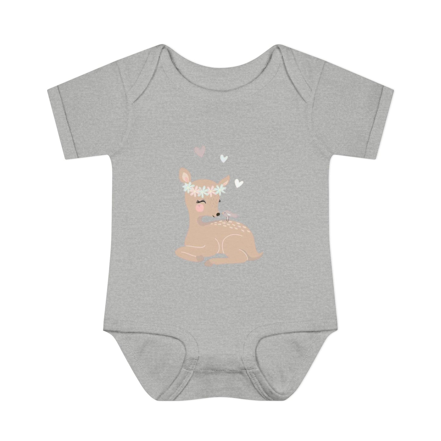 Adorable Baby Bodysuit with Floral Deer Design, Perfect for Newborns, Baby Shower Gifts, Cute Infant Outfit, Birthday Celebration