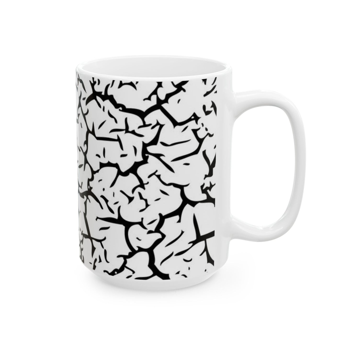 Stylish Black and White Cracked Ceramic Mug - Perfect for Coffee Lovers, Tea, Gifts, Home Decor, Creative Vibes