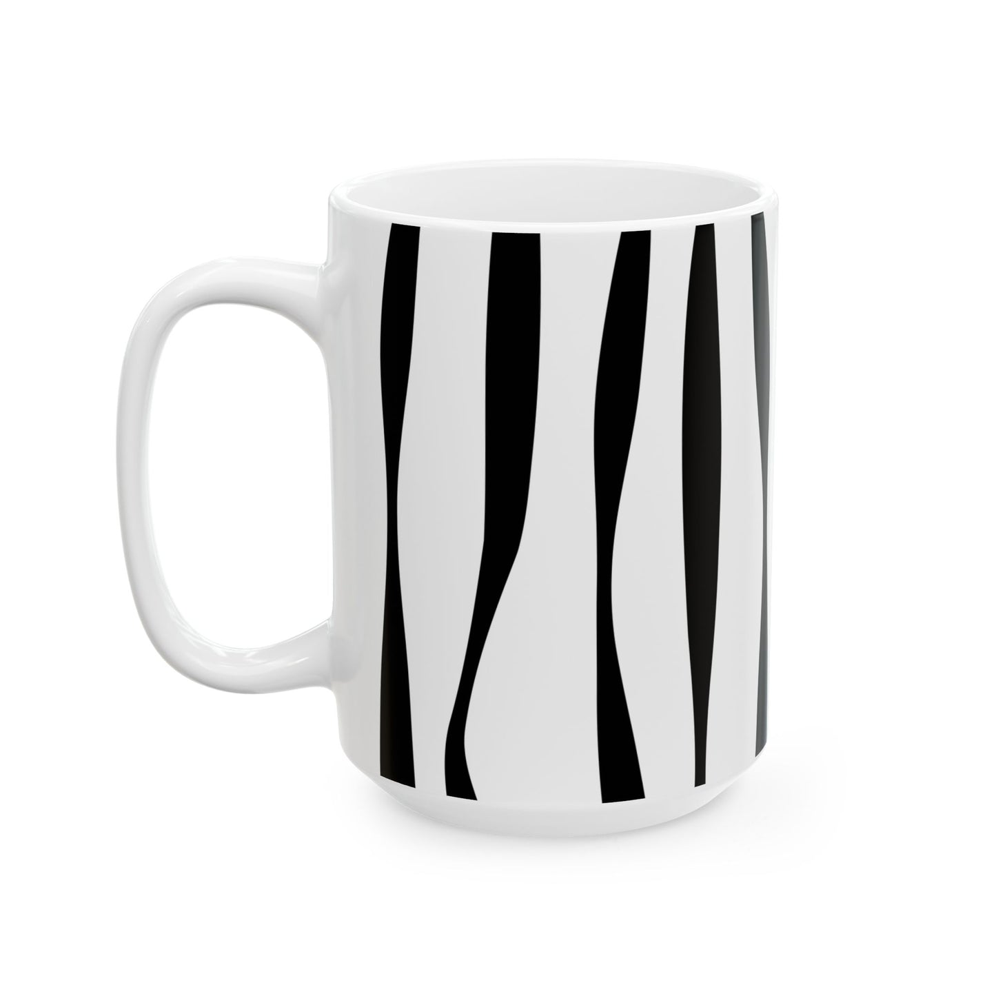 Stylish Zebra Print Ceramic Mug, Black and White Coffee Cup, Gift for Animal Lovers, Office Decor, Birthday Present, Home Essentials
