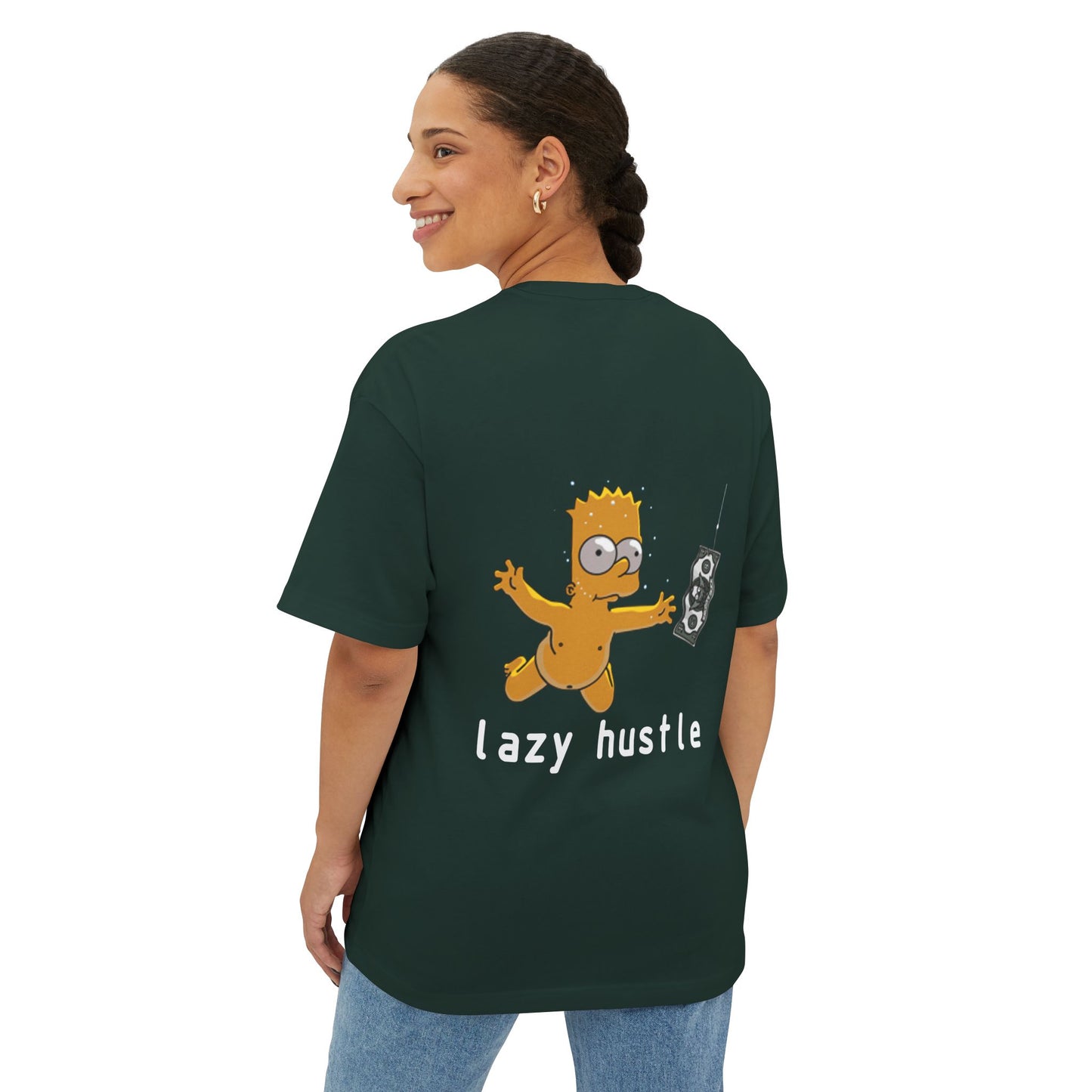 Lazy Hustle Unisex Oversized Boxy Tee - Chill Vibes, Perfect for Relaxing, Gift for Friends, Casual Wear, Stylish Comfort