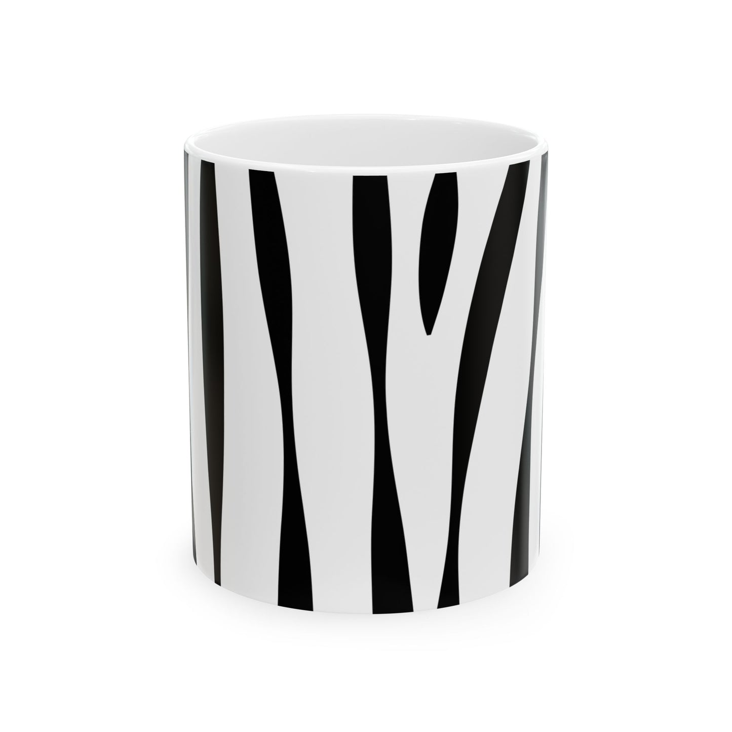 Stylish Zebra Print Ceramic Mug, Black and White Coffee Cup, Gift for Animal Lovers, Office Decor, Birthday Present, Home Essentials