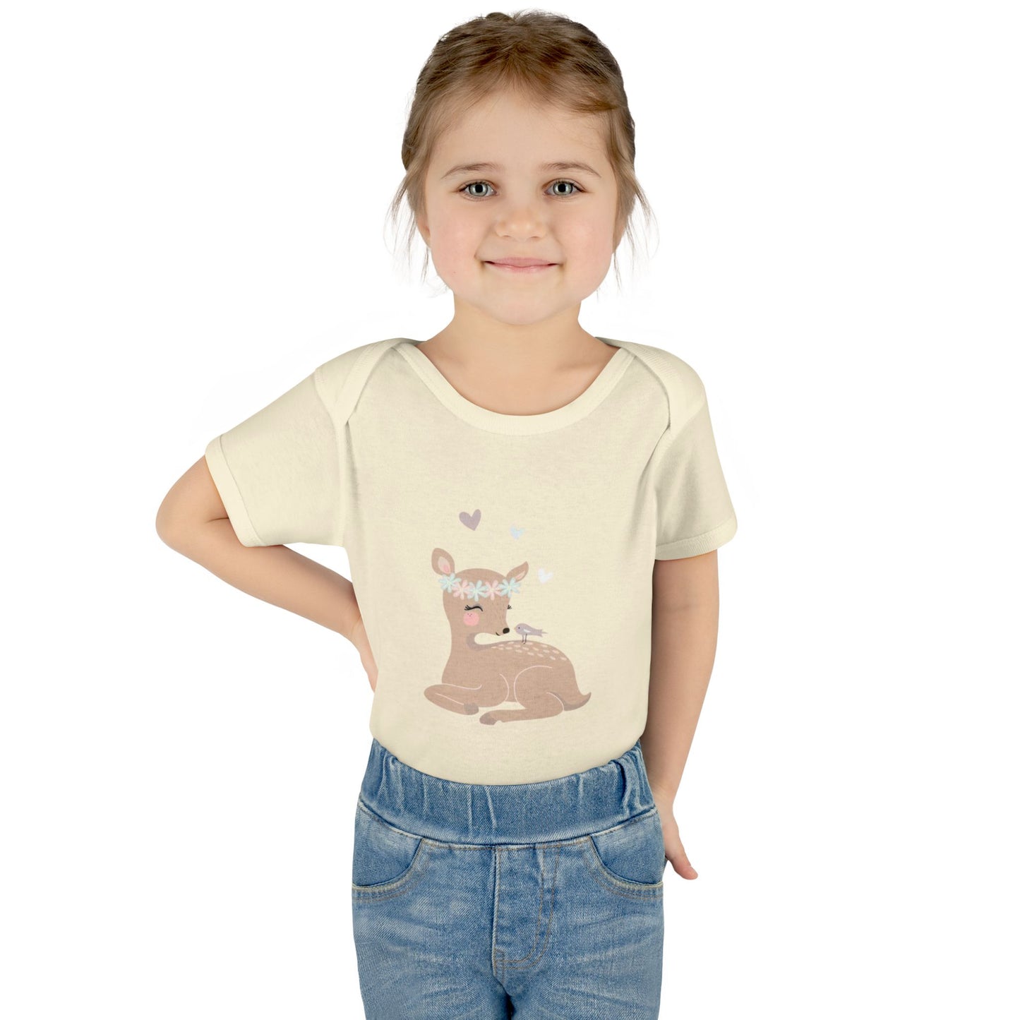 Adorable Baby Bodysuit with Floral Deer Design, Perfect for Newborns, Baby Shower Gifts, Cute Infant Outfit, Birthday Celebration