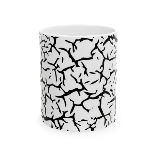 Stylish Black and White Cracked Ceramic Mug - Perfect for Coffee Lovers, Tea, Gifts, Home Decor, Creative Vibes