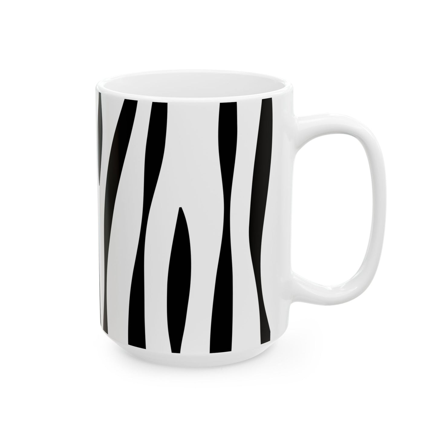Stylish Zebra Print Ceramic Mug, Black and White Coffee Cup, Gift for Animal Lovers, Office Decor, Birthday Present, Home Essentials