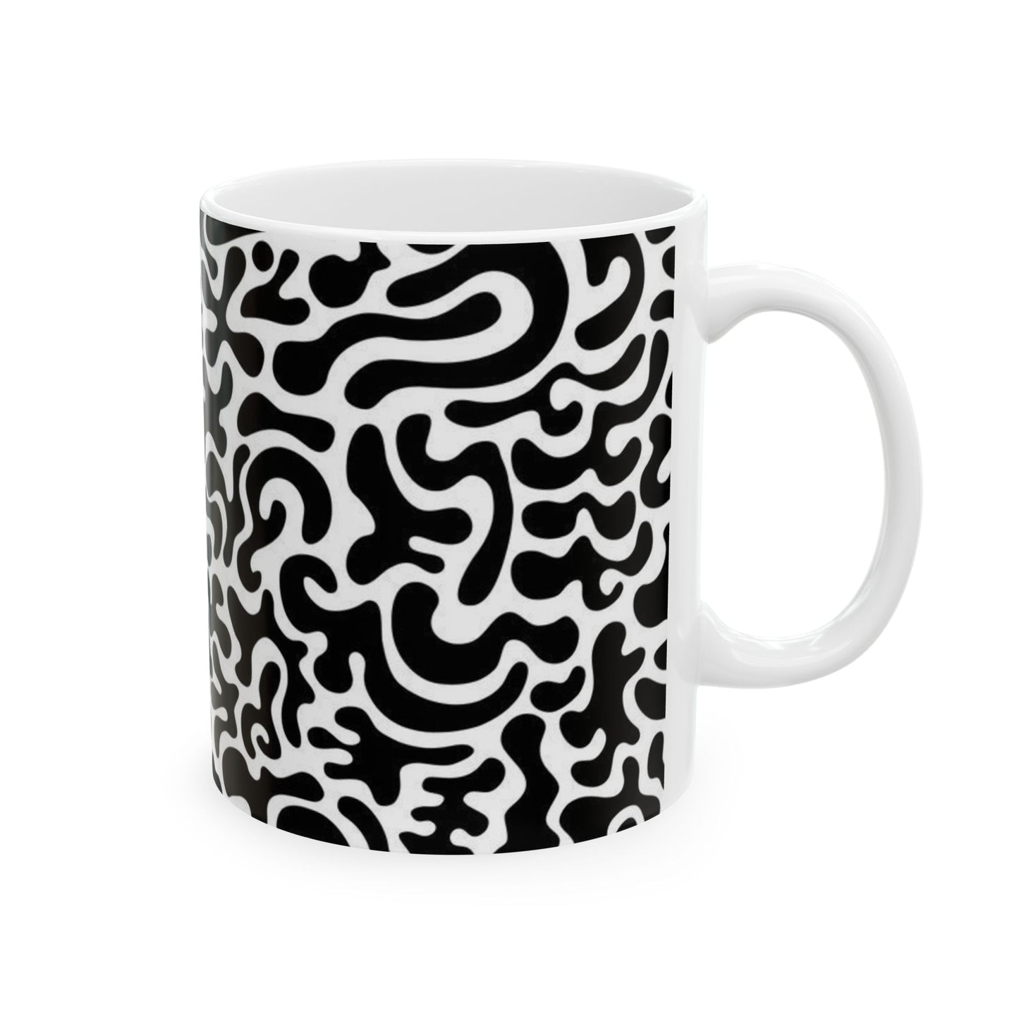 Bold Abstract Ceramic Mug - Unique Coffee Cup, Modern Home Decor, Gift for Art Lovers, Stylish Drinkware, Black and White Design
