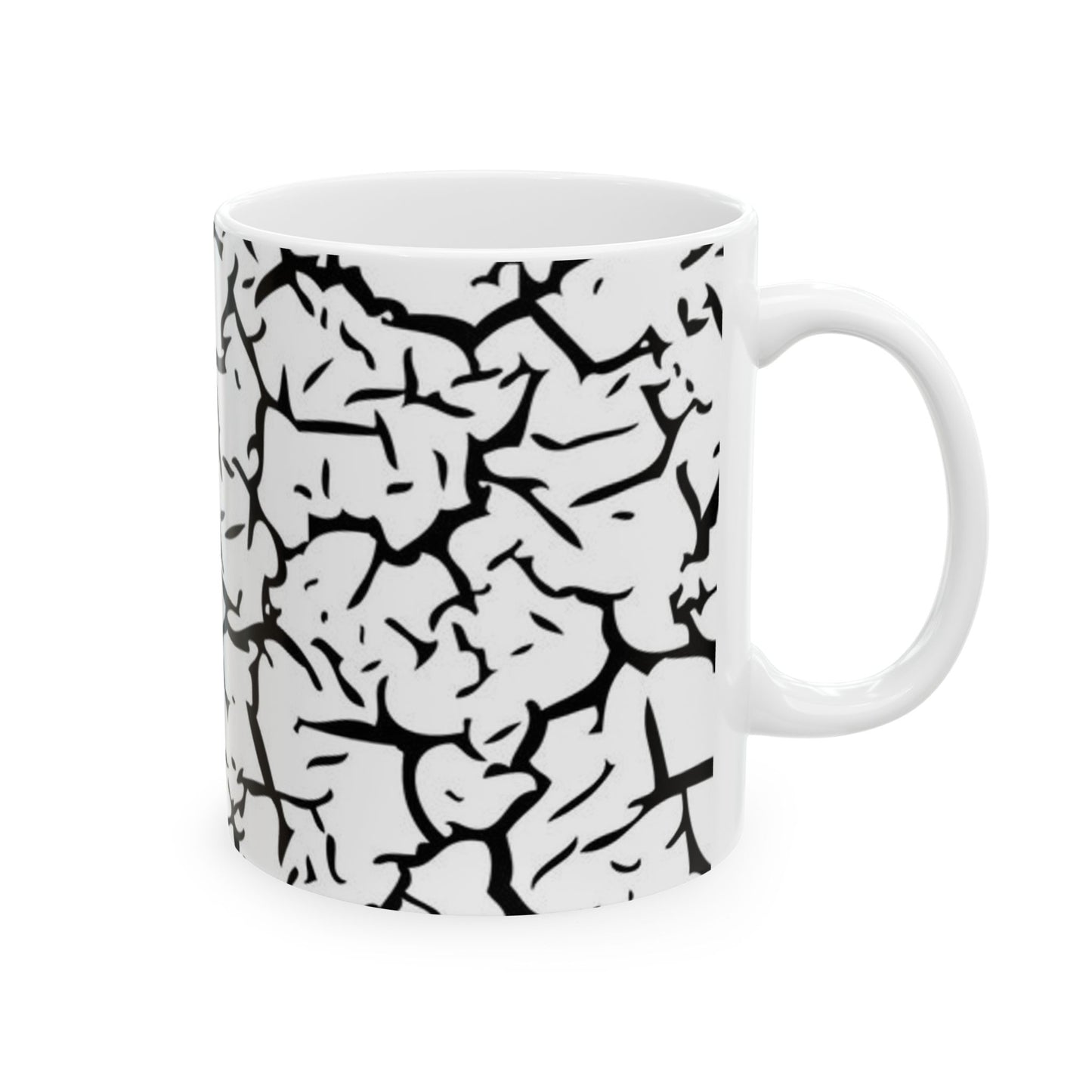 Stylish Black and White Cracked Ceramic Mug - Perfect for Coffee Lovers, Tea, Gifts, Home Decor, Creative Vibes