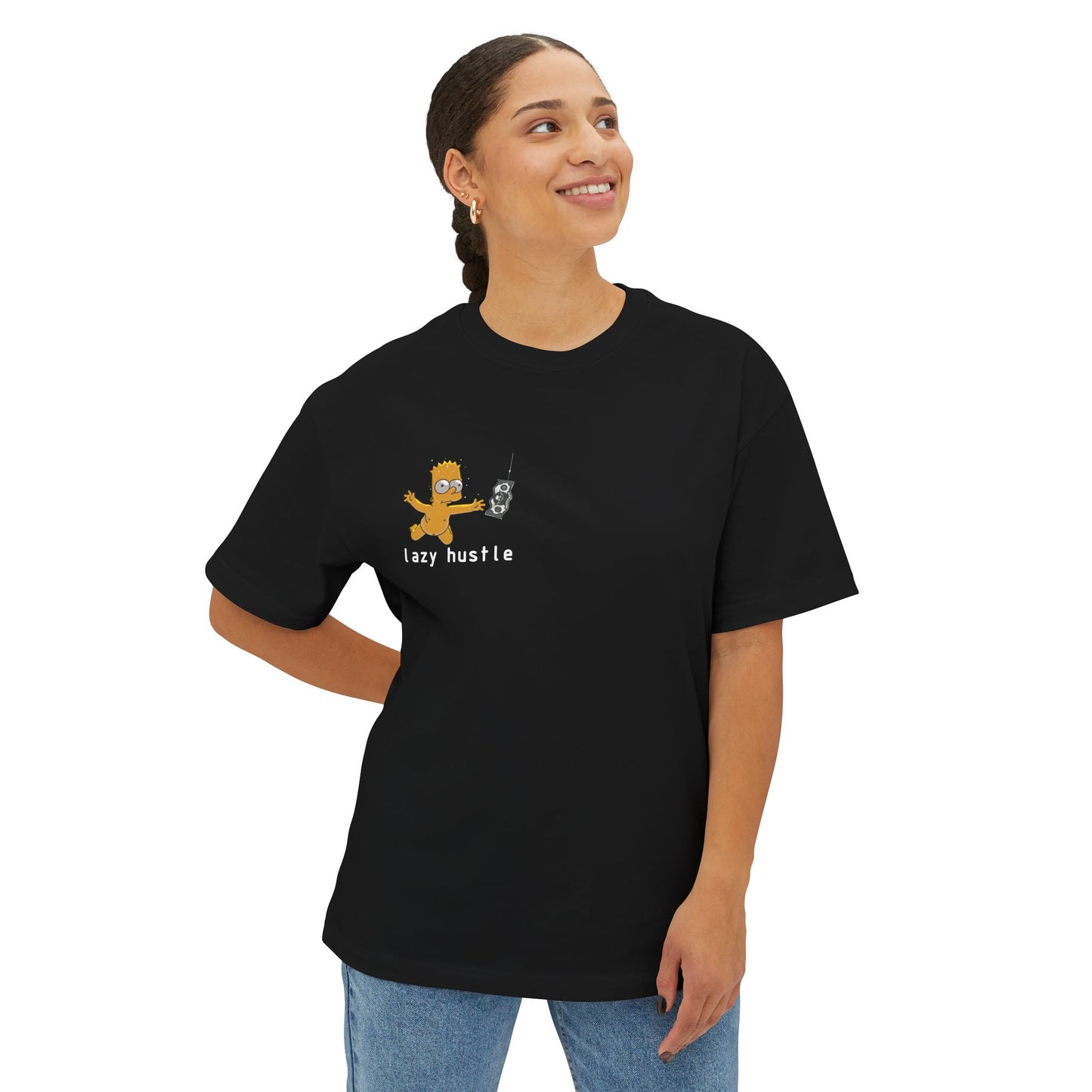 Lazy Hustle Unisex Oversized Boxy Tee - Chill Vibes, Perfect for Relaxing, Gift for Friends, Casual Wear, Stylish Comfort