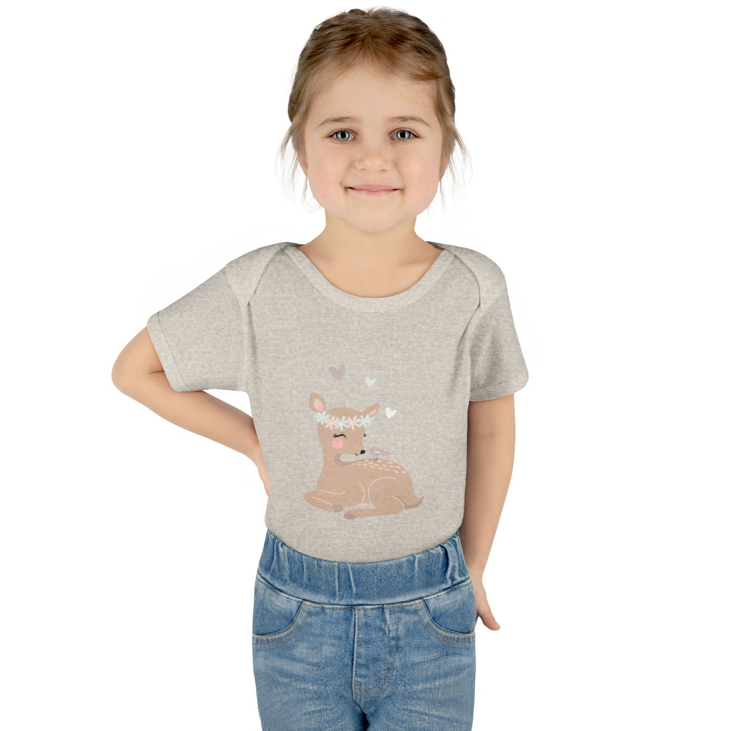 Adorable Baby Bodysuit with Floral Deer Design, Perfect for Newborns, Baby Shower Gifts, Cute Infant Outfit, Birthday Celebration