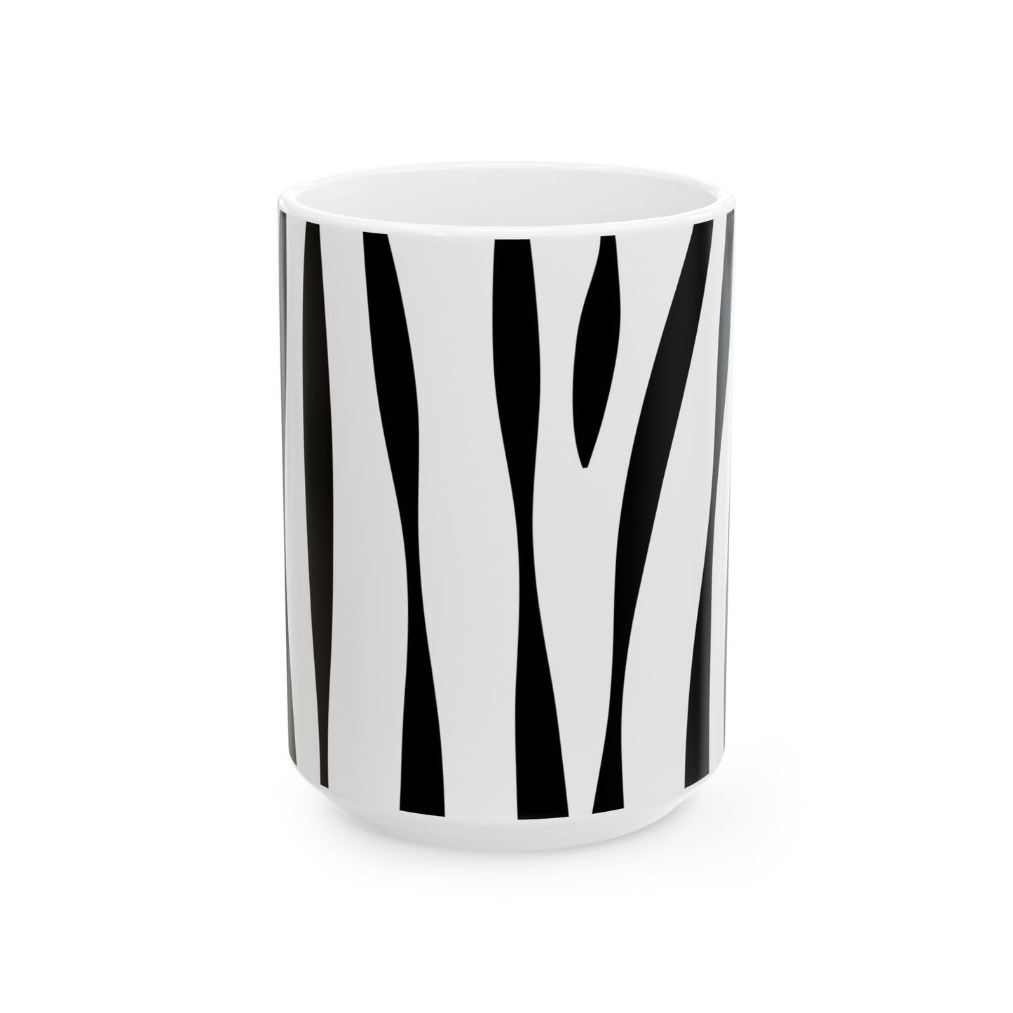 Stylish Zebra Print Ceramic Mug, Black and White Coffee Cup, Gift for Animal Lovers, Office Decor, Birthday Present, Home Essentials