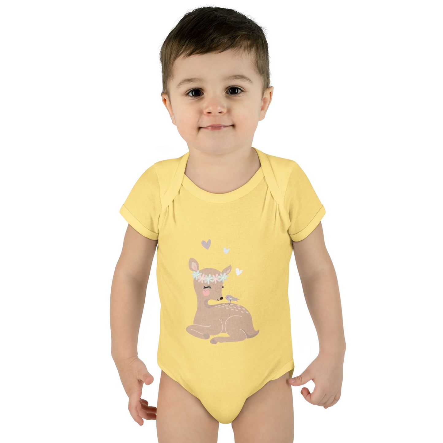 Adorable Baby Bodysuit with Floral Deer Design, Perfect for Newborns, Baby Shower Gifts, Cute Infant Outfit, Birthday Celebration