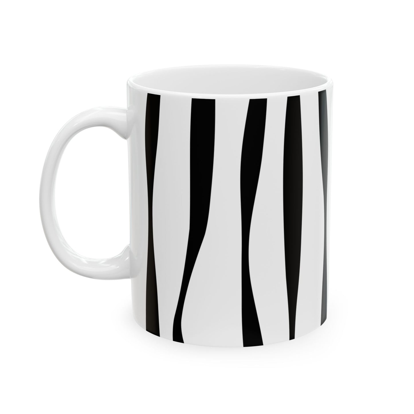 Stylish Zebra Print Ceramic Mug, Black and White Coffee Cup, Gift for Animal Lovers, Office Decor, Birthday Present, Home Essentials