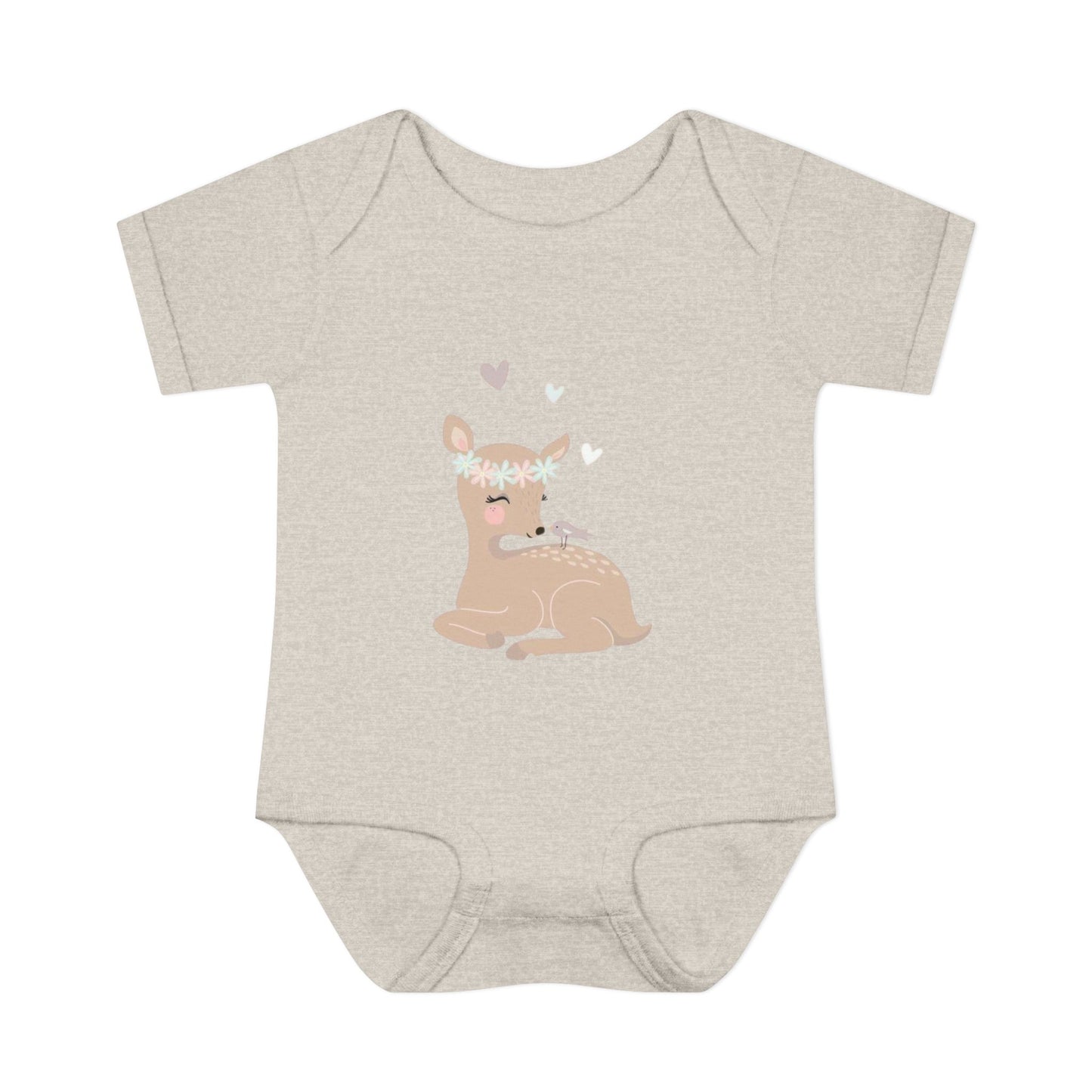 Adorable Baby Bodysuit with Floral Deer Design, Perfect for Newborns, Baby Shower Gifts, Cute Infant Outfit, Birthday Celebration