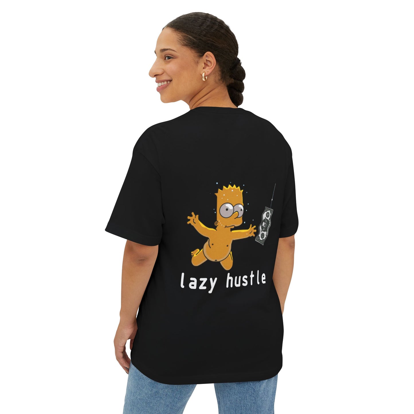 Lazy Hustle Unisex Oversized Boxy Tee - Chill Vibes, Perfect for Relaxing, Gift for Friends, Casual Wear, Stylish Comfort