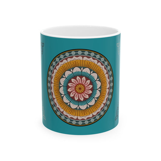 Bohemian Floral Ceramic Mug - Perfect Gift for Tea Lovers, Coffee Enthusiasts, Home Decor, Meditation Rituals, Birthday Present