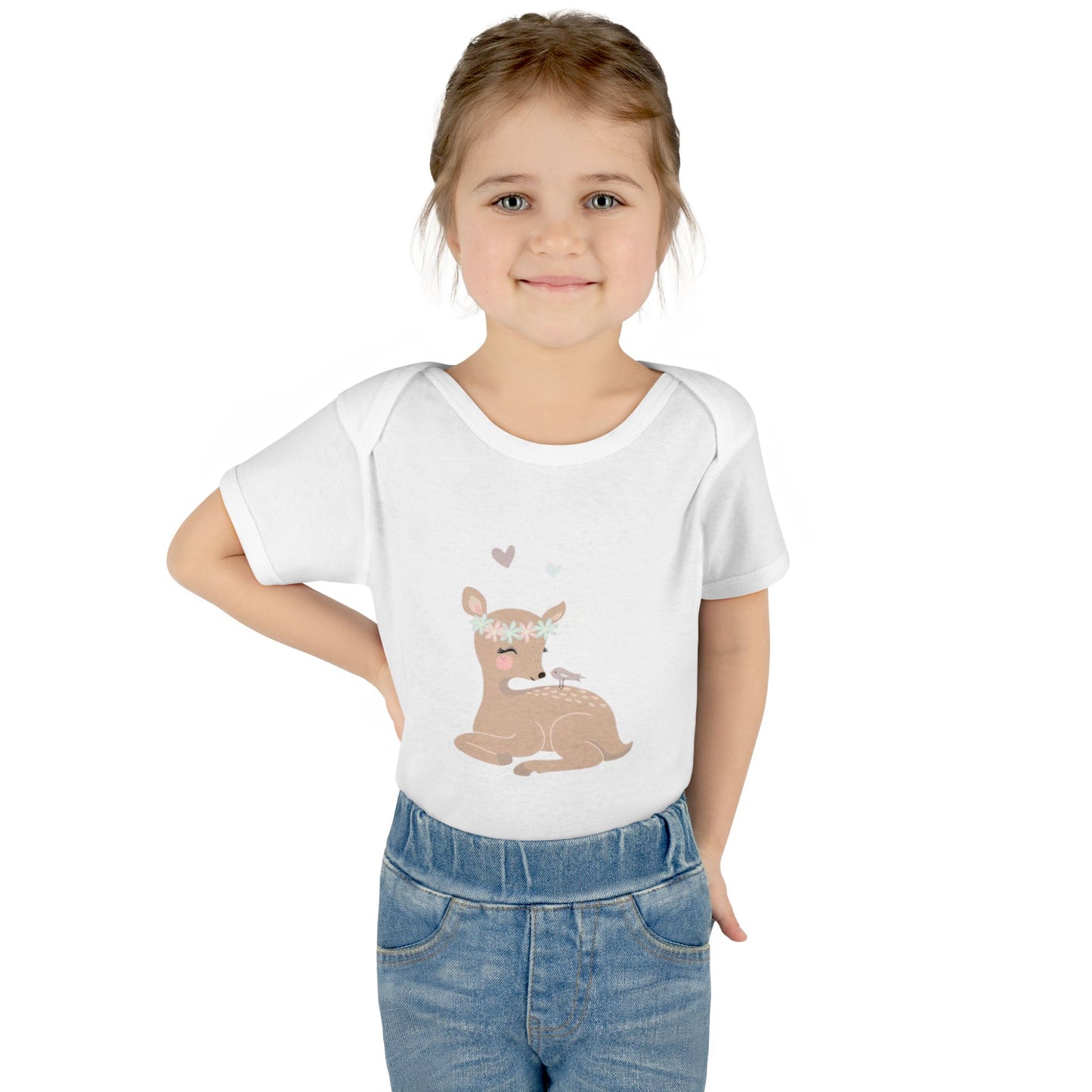 Adorable Baby Bodysuit with Floral Deer Design, Perfect for Newborns, Baby Shower Gifts, Cute Infant Outfit, Birthday Celebration