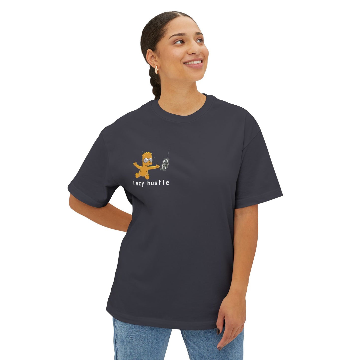 Lazy Hustle Unisex Oversized Boxy Tee - Chill Vibes, Perfect for Relaxing, Gift for Friends, Casual Wear, Stylish Comfort