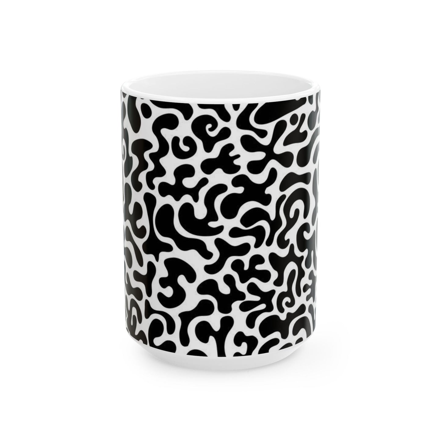 Bold Abstract Ceramic Mug - Unique Coffee Cup, Modern Home Decor, Gift for Art Lovers, Stylish Drinkware, Black and White Design