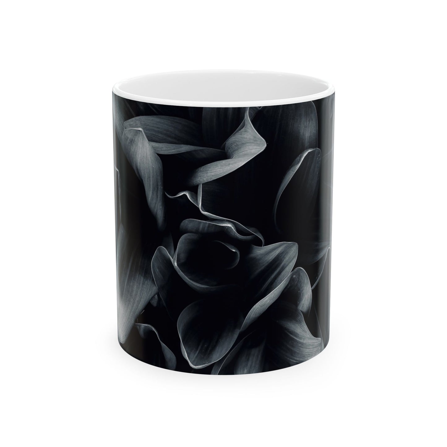 Elegant Black Floral Ceramic Mug | Stylish Coffee Cup Perfect for Home, Office, Gifts, Birthdays - Stylish Ceramic Mug, Unique Coffee Cup, Perfect Gift Idea, Office Essential, Home Decor, Birthday Present