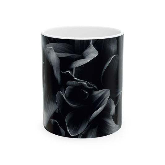 Elegant Black Floral Ceramic Mug | Stylish Coffee Cup Perfect for Home, Office, Gifts, Birthdays - Stylish Ceramic Mug, Unique Coffee Cup, Perfect Gift Idea, Office Essential, Home Decor, Birthday Present
