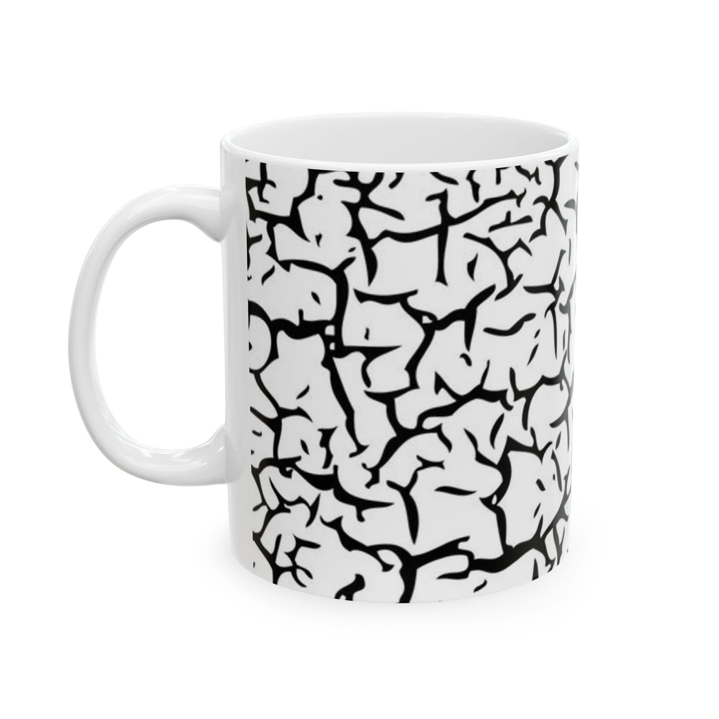 Stylish Black and White Cracked Ceramic Mug - Perfect for Coffee Lovers, Tea, Gifts, Home Decor, Creative Vibes