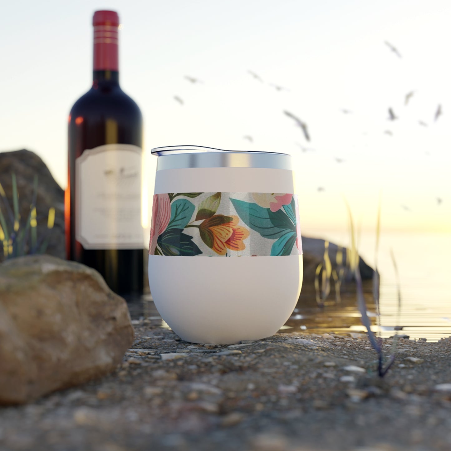 Floral Insulated Stainless Steel Tumbler | Hot & Cold Beverage Travel Cup | Stylish Eco Drinkware with Botanical Design