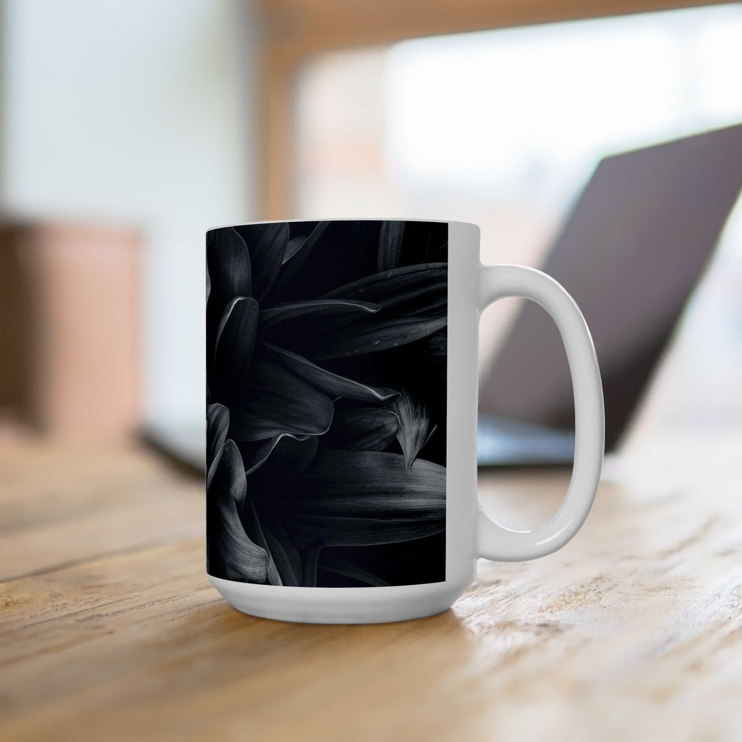 Elegant Black Floral Ceramic Mug | Stylish Coffee Cup Perfect for Home, Office, Gifts, Birthdays - Stylish Ceramic Mug, Unique Coffee Cup, Perfect Gift Idea, Office Essential, Home Decor, Birthday Present
