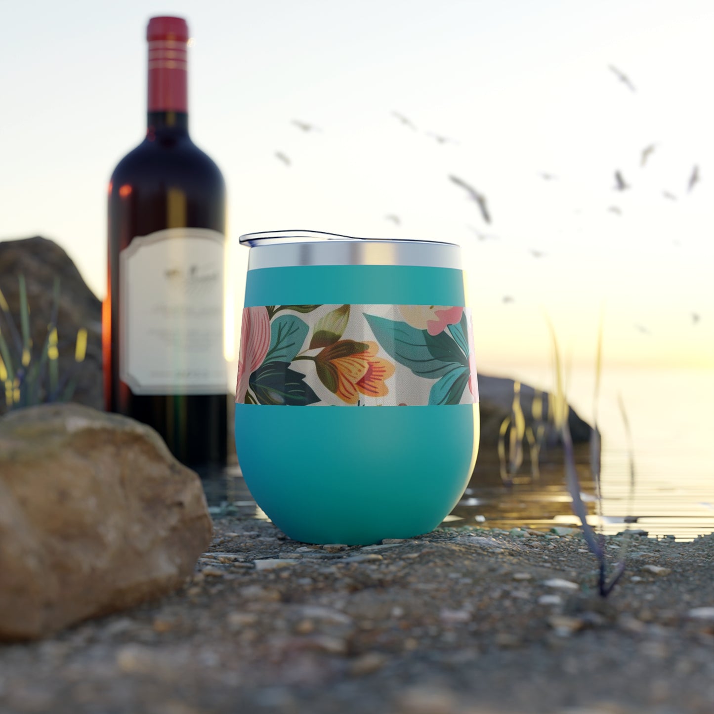 Floral Insulated Stainless Steel Tumbler | Hot & Cold Beverage Travel Cup | Stylish Eco Drinkware with Botanical Design