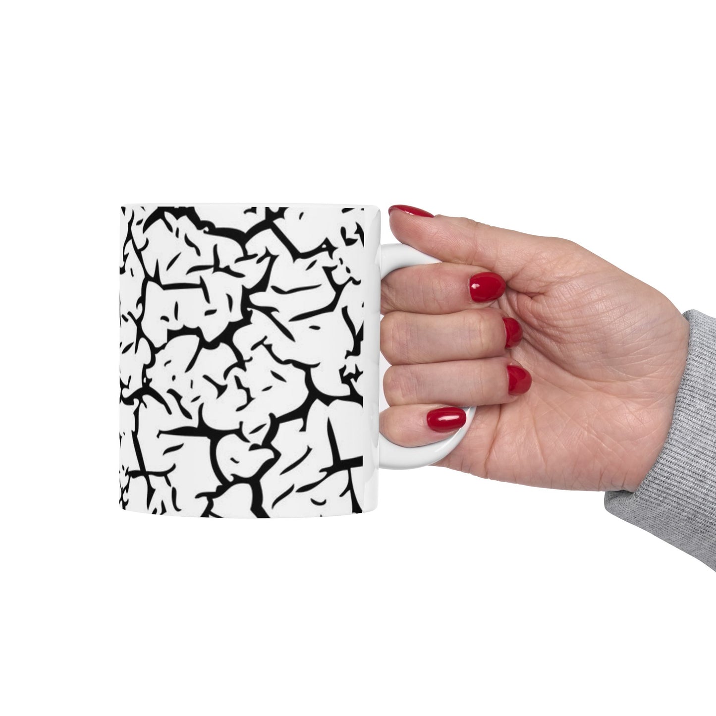 Stylish Black and White Cracked Ceramic Mug - Perfect for Coffee Lovers, Tea, Gifts, Home Decor, Creative Vibes