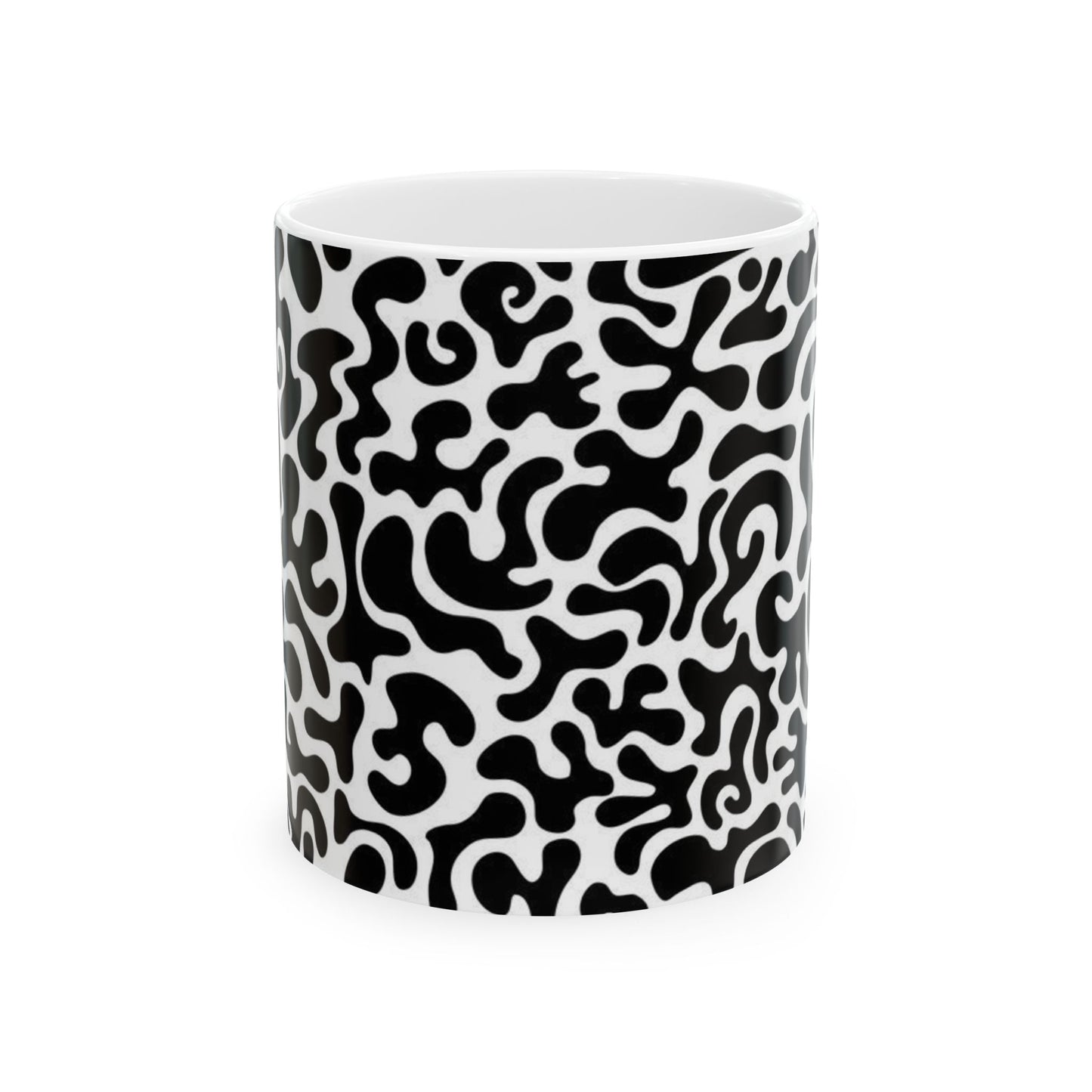 Bold Abstract Ceramic Mug - Unique Coffee Cup, Modern Home Decor, Gift for Art Lovers, Stylish Drinkware, Black and White Design