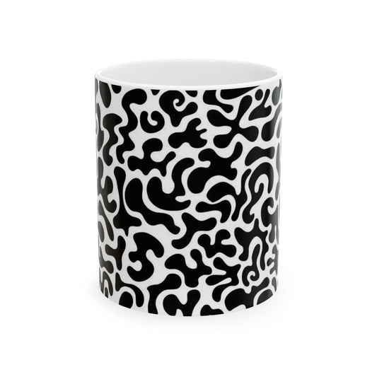 Bold Abstract Ceramic Mug - Unique Coffee Cup, Modern Home Decor, Gift for Art Lovers, Stylish Drinkware, Black and White Design