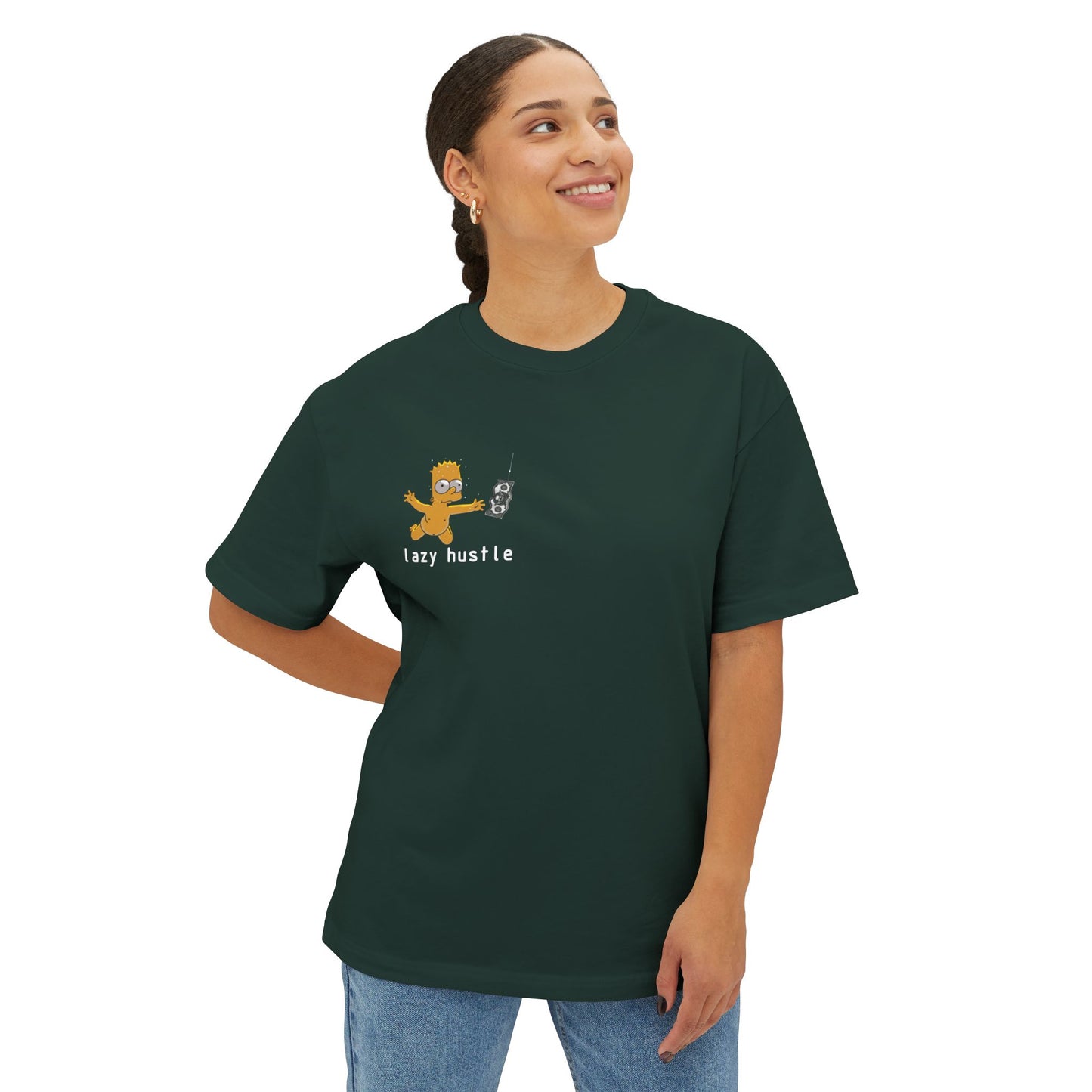 Lazy Hustle Unisex Oversized Boxy Tee - Chill Vibes, Perfect for Relaxing, Gift for Friends, Casual Wear, Stylish Comfort