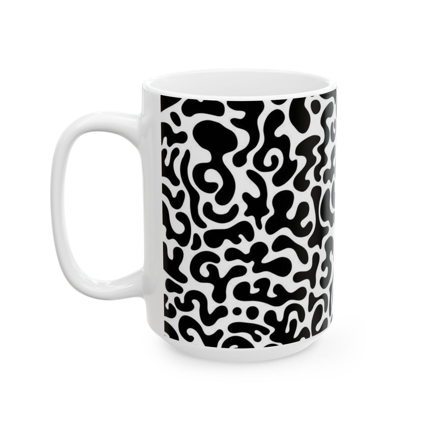 Bold Abstract Ceramic Mug - Unique Coffee Cup, Modern Home Decor, Gift for Art Lovers, Stylish Drinkware, Black and White Design
