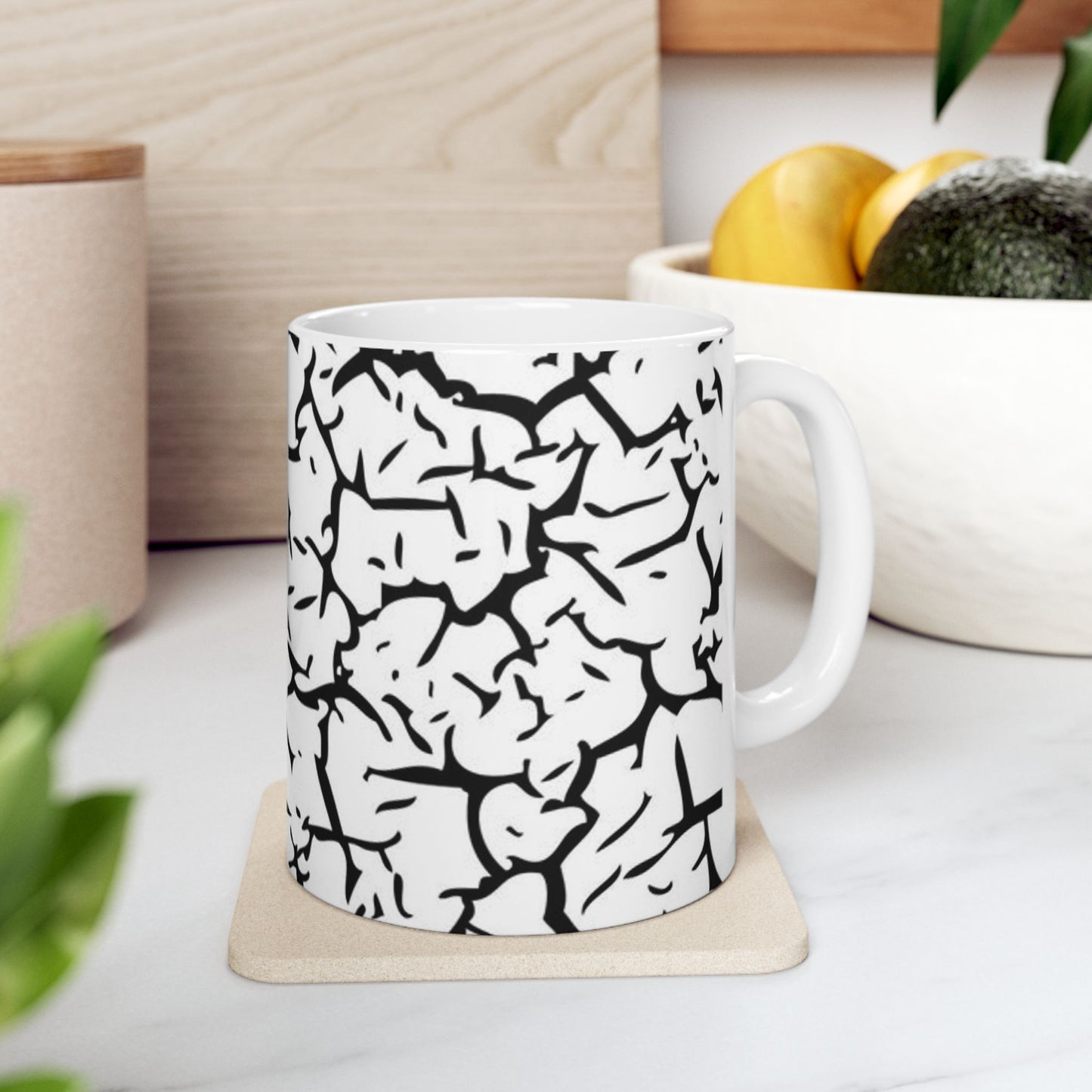 Stylish Black and White Cracked Ceramic Mug - Perfect for Coffee Lovers, Tea, Gifts, Home Decor, Creative Vibes