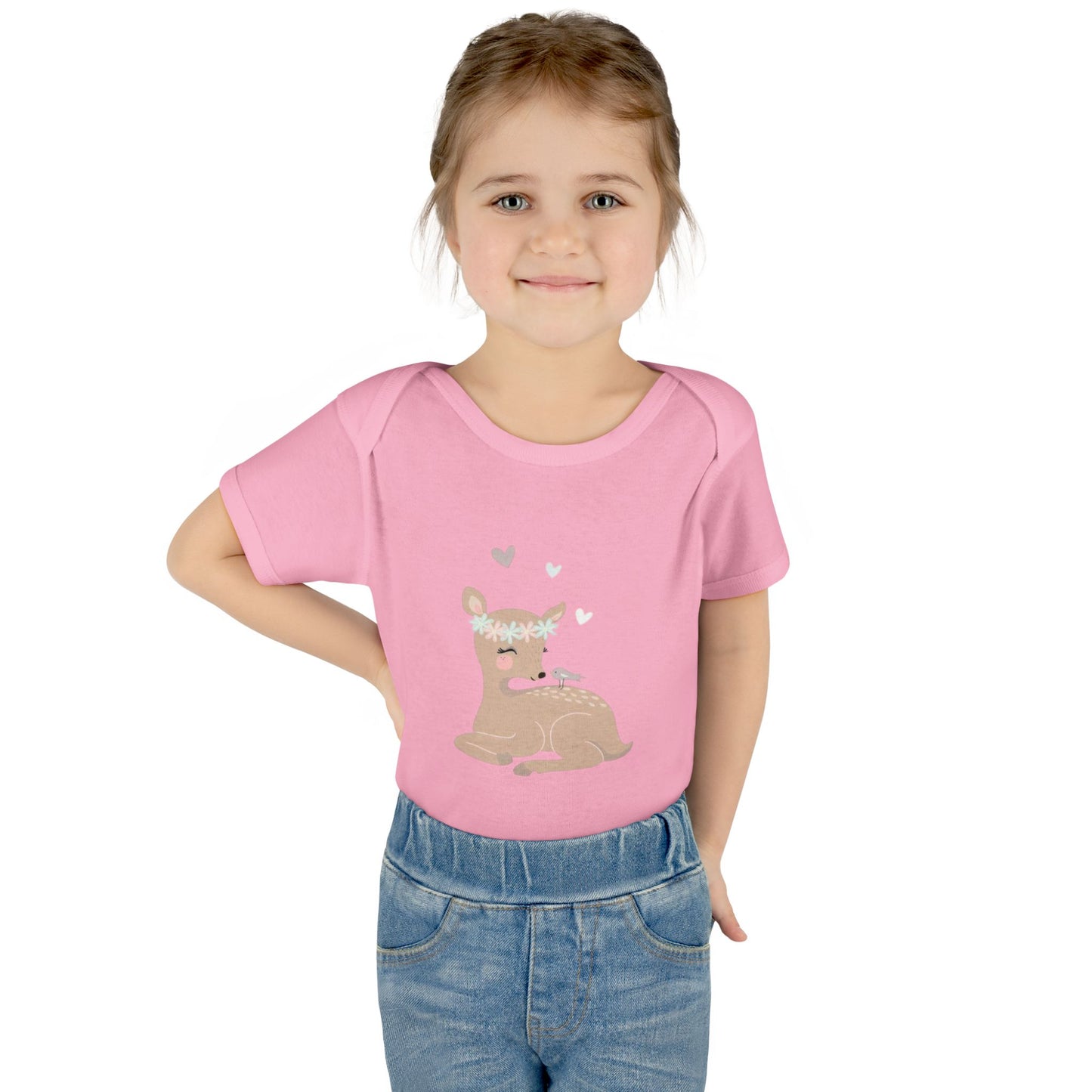 Adorable Baby Bodysuit with Floral Deer Design, Perfect for Newborns, Baby Shower Gifts, Cute Infant Outfit, Birthday Celebration