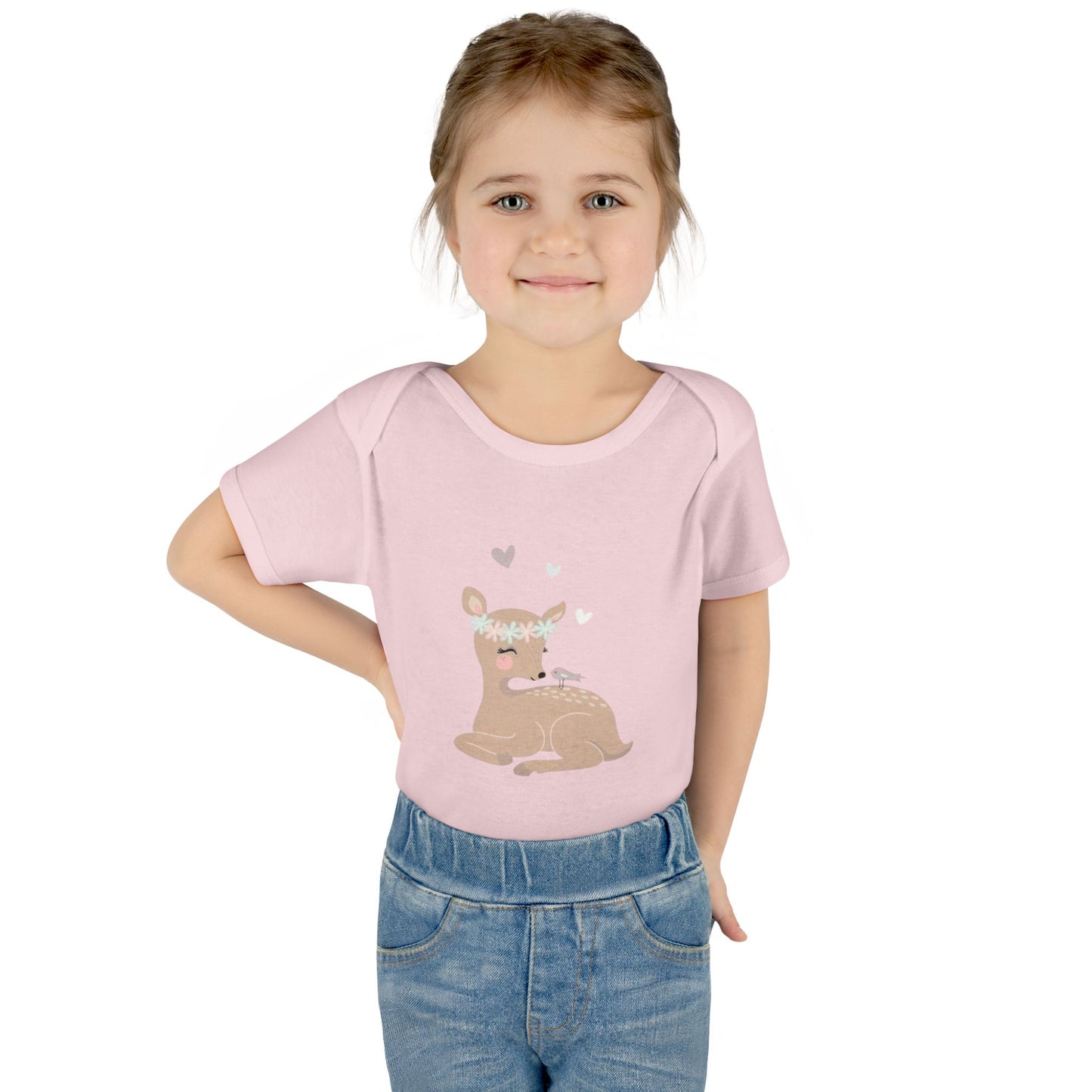 Adorable Baby Bodysuit with Floral Deer Design, Perfect for Newborns, Baby Shower Gifts, Cute Infant Outfit, Birthday Celebration