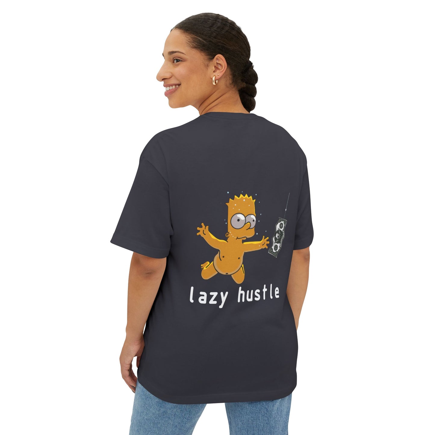 Lazy Hustle Unisex Oversized Boxy Tee - Chill Vibes, Perfect for Relaxing, Gift for Friends, Casual Wear, Stylish Comfort