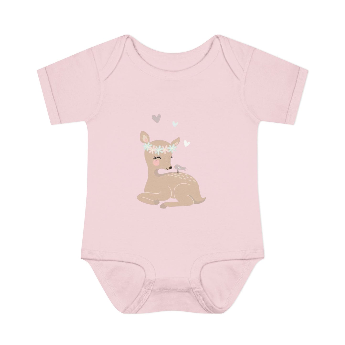 Adorable Baby Bodysuit with Floral Deer Design, Perfect for Newborns, Baby Shower Gifts, Cute Infant Outfit, Birthday Celebration
