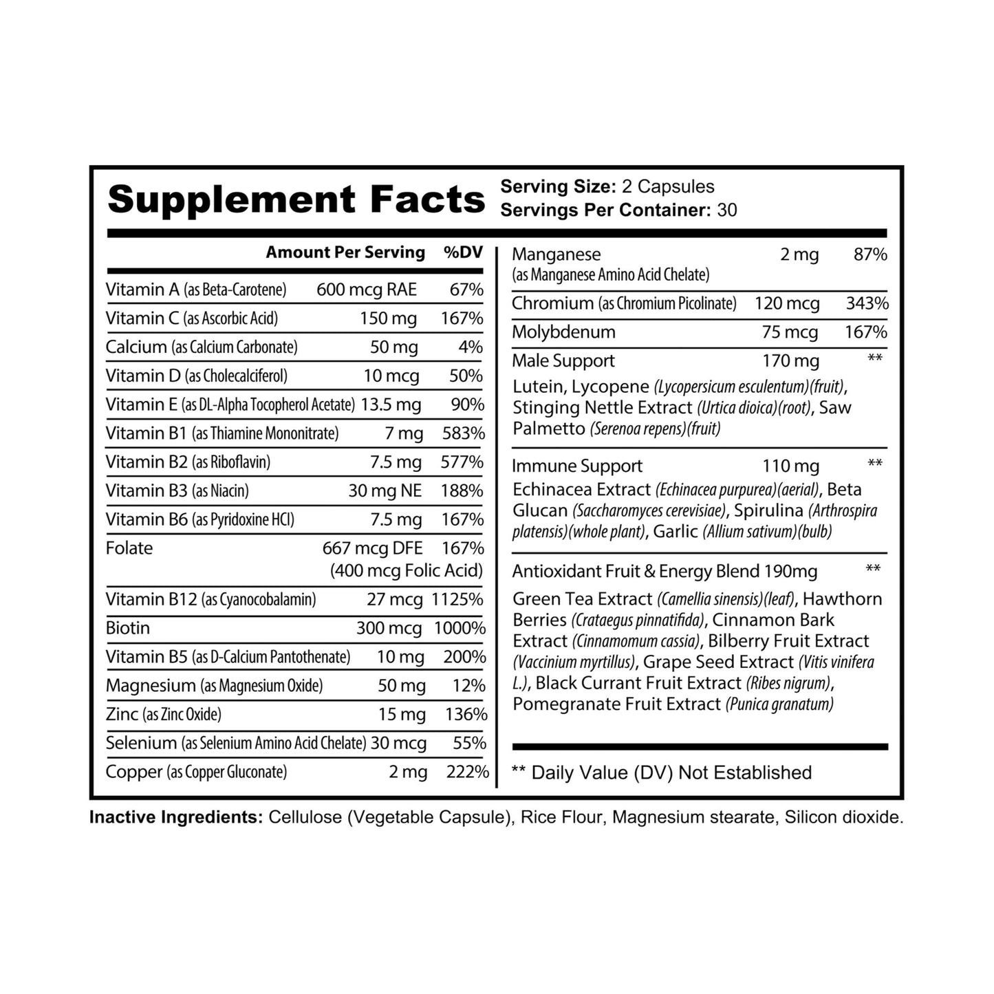 Men’s Multivitamin Supplement – Daily Wellness & Performance Support – 60 Capsules