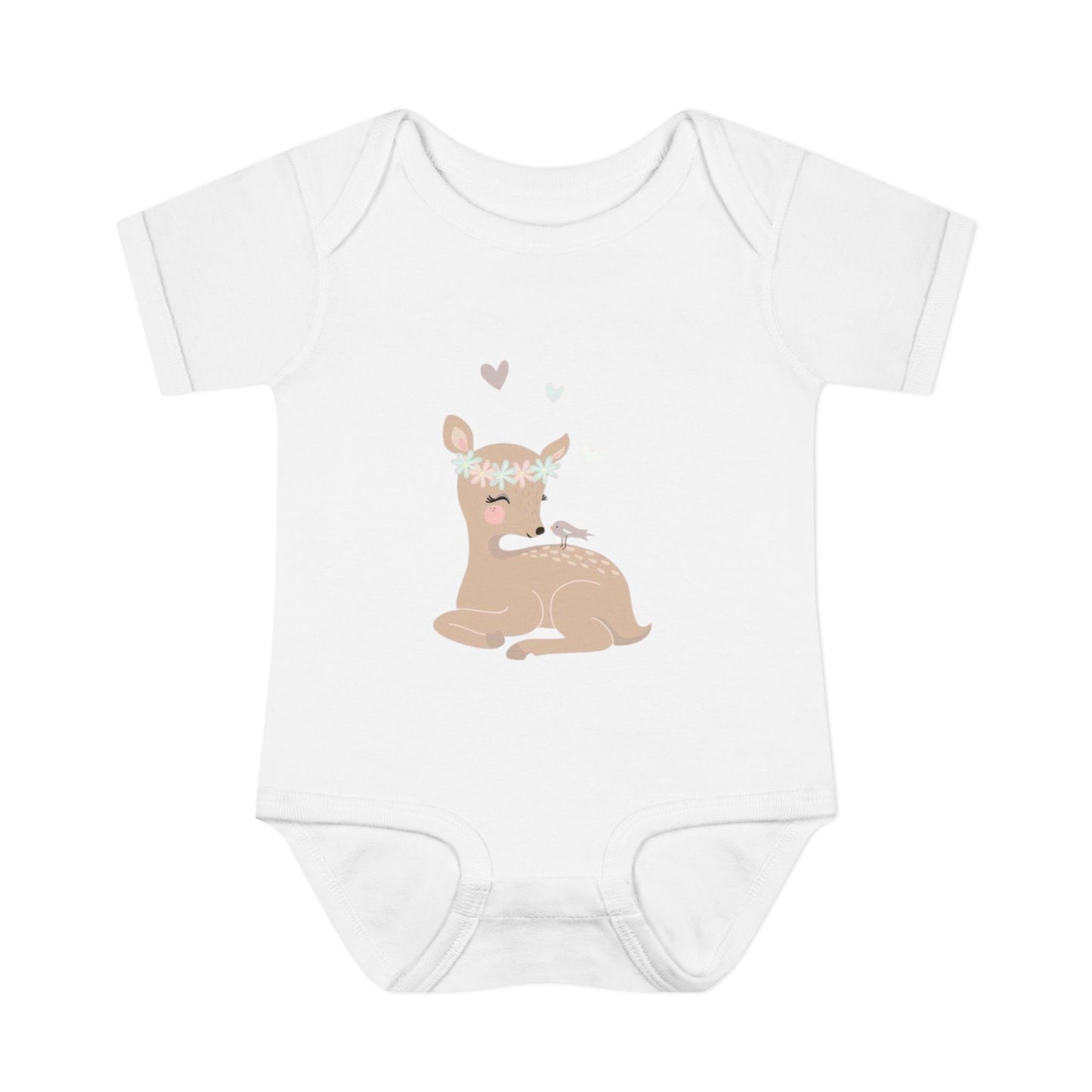 Adorable Baby Bodysuit with Floral Deer Design, Perfect for Newborns, Baby Shower Gifts, Cute Infant Outfit, Birthday Celebration