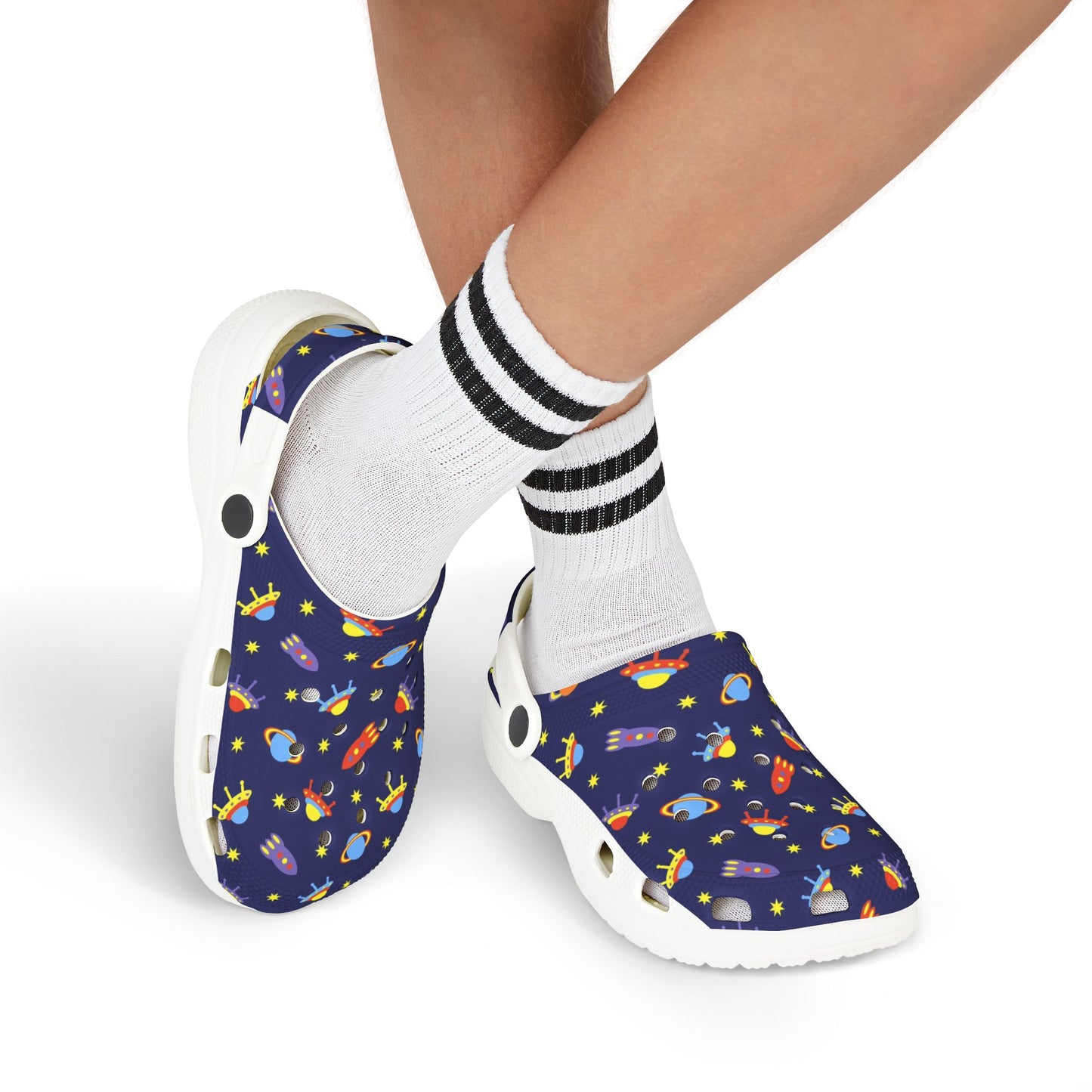 Kid's Space-Themed EVA Foam Clogs, Fun Slip-On Shoes for Kids, Playtime Footwear, Birthday Gift, Summer Sandals, Adventure Clogs - Space