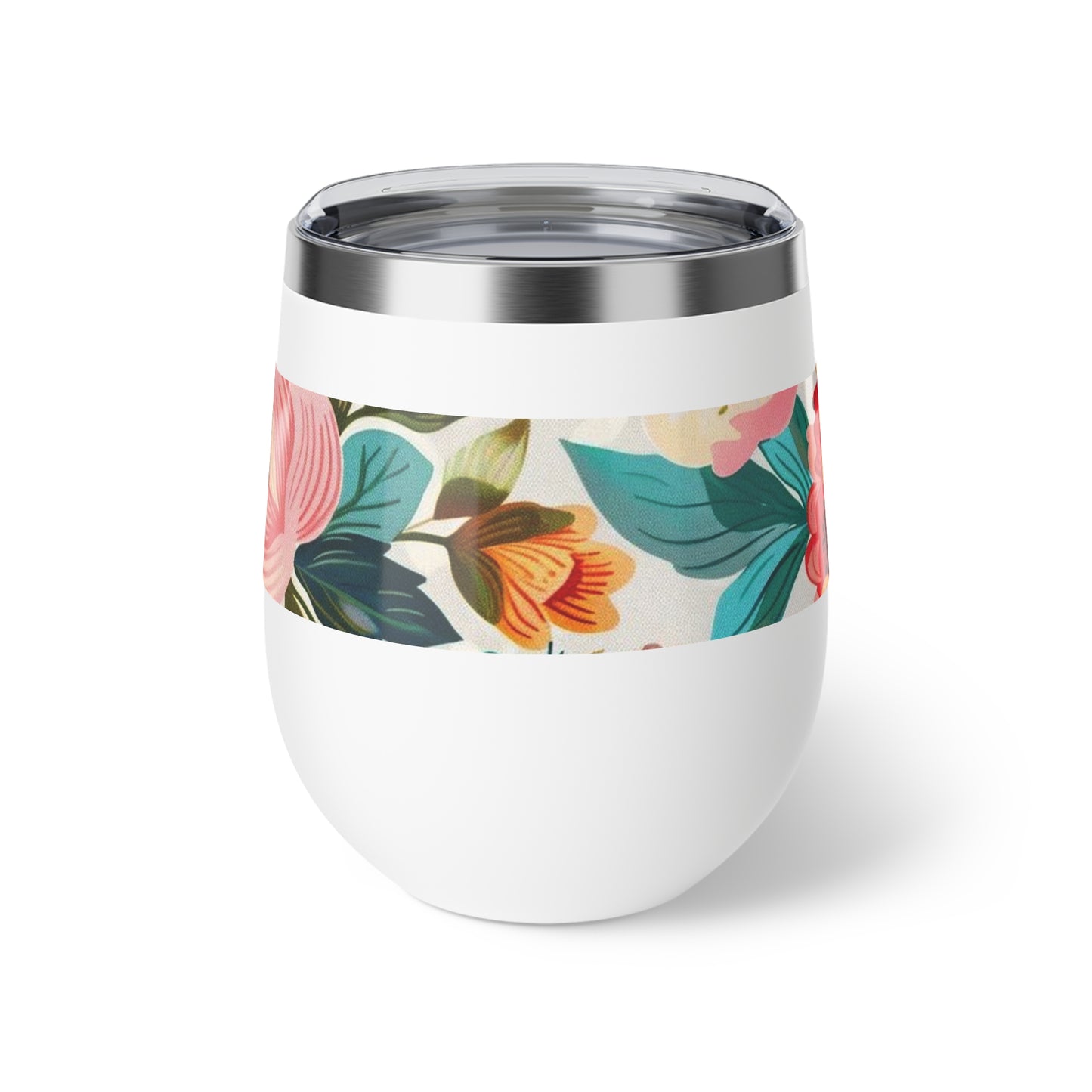 Floral Insulated Stainless Steel Tumbler | Hot & Cold Beverage Travel Cup | Stylish Eco Drinkware with Botanical Design