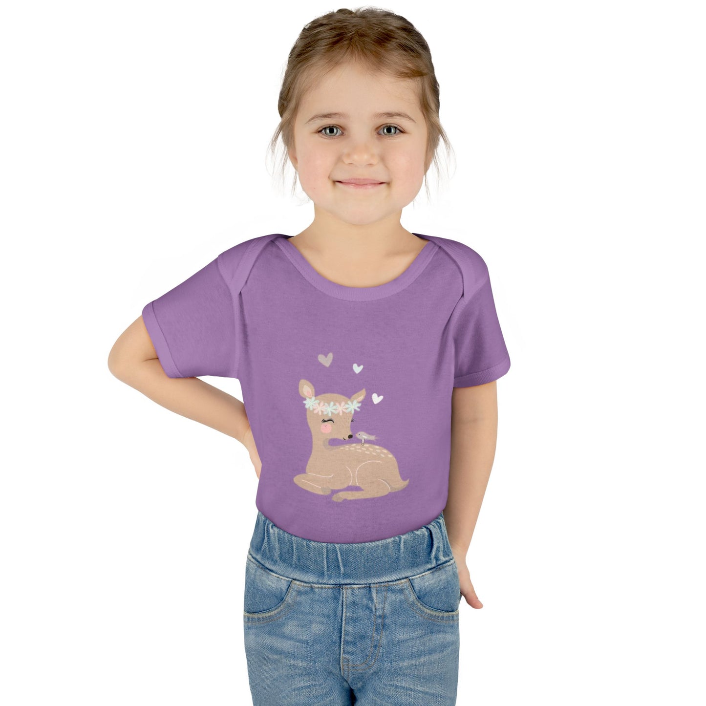 Adorable Baby Bodysuit with Floral Deer Design, Perfect for Newborns, Baby Shower Gifts, Cute Infant Outfit, Birthday Celebration