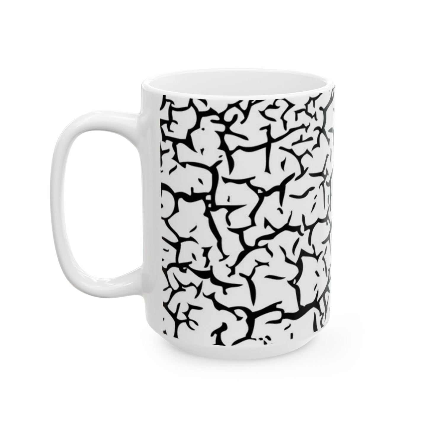 Stylish Black and White Cracked Ceramic Mug - Perfect for Coffee Lovers, Tea, Gifts, Home Decor, Creative Vibes